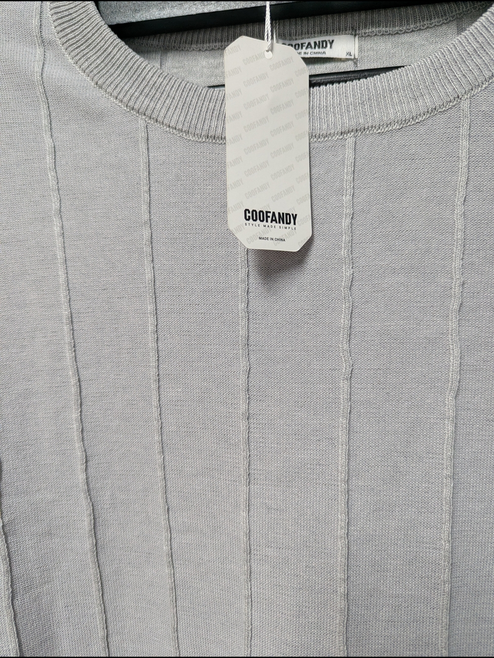 Coofandy Light Gray Ribbed Knit Tee - Picture 3 of 8
